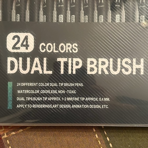 Brand New 24-Color Dual Tip Brush Markers Pen Set & Self-Care Coloring Books - Picture 4 of 16